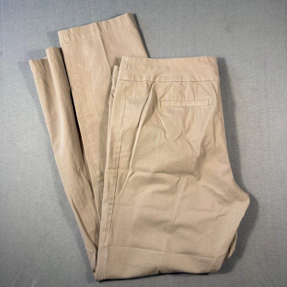 J. Jill Stretch Chino Pants Womens 14 Tall Tan Khaki Cotton Blend Trousers